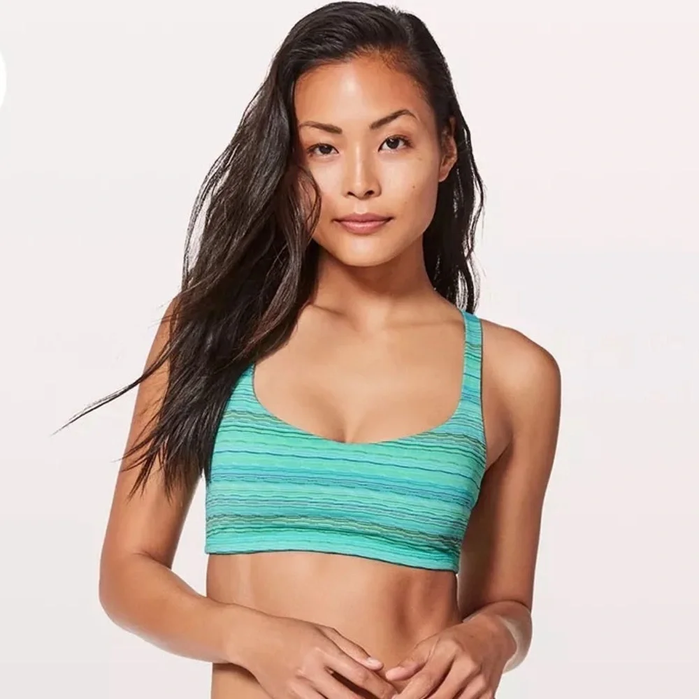 Lululemon Free To Be Bra Dragonfly Space Dye Size 10 Turquoise Blue Strappy